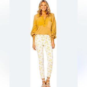 Judy Blue Floral White and Yellow Pants size 5/27